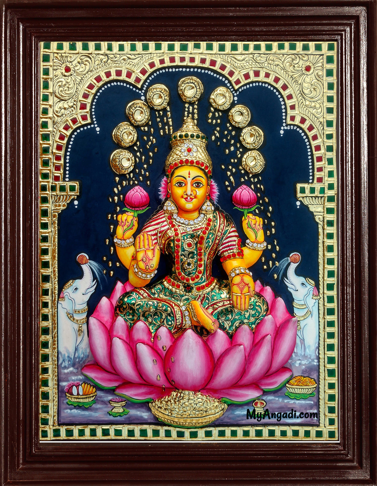 Gaja Lakshmi Super Emboss Tanjore Painting