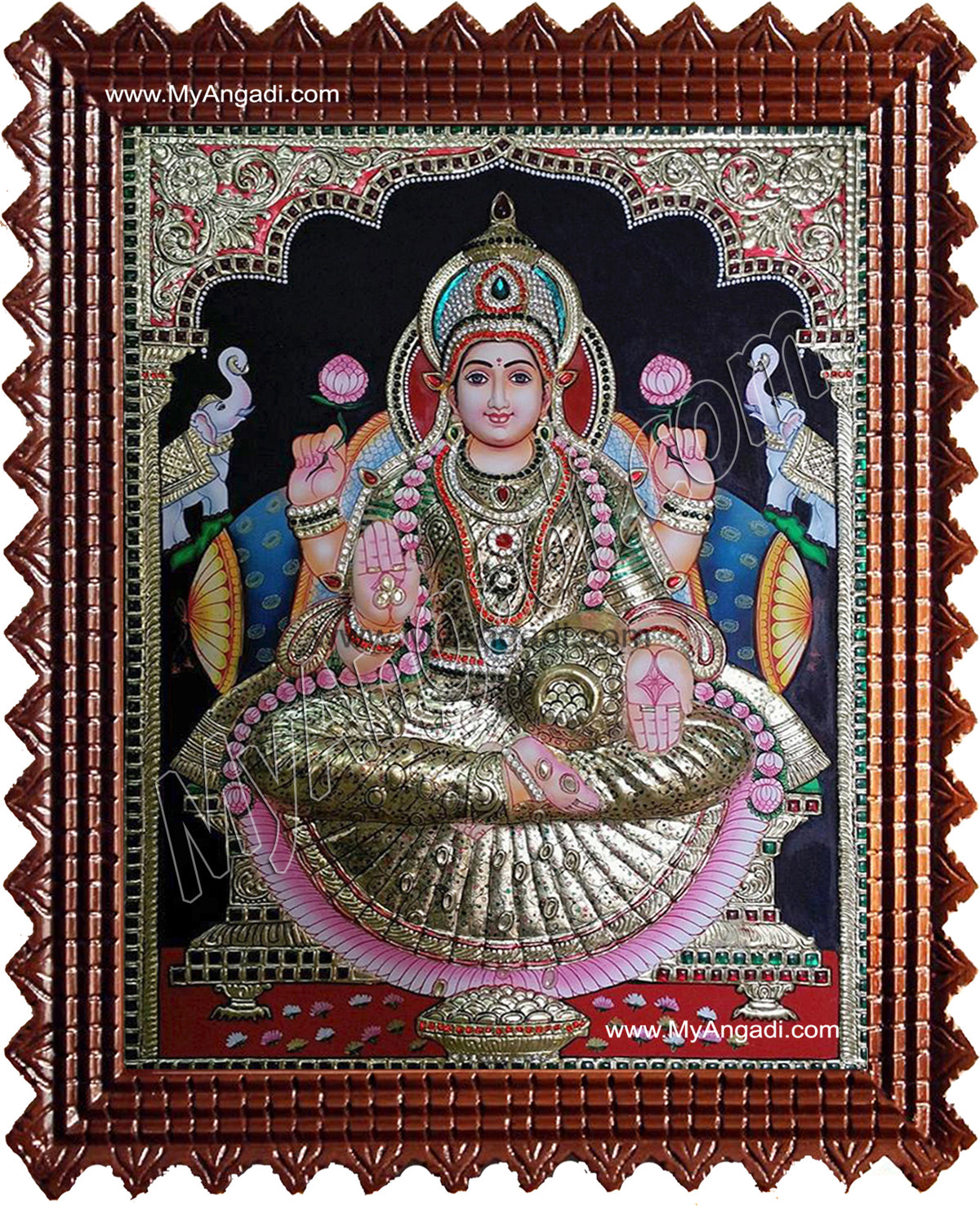 Gaja Lakshmi Super Emboss Tanjore Painting