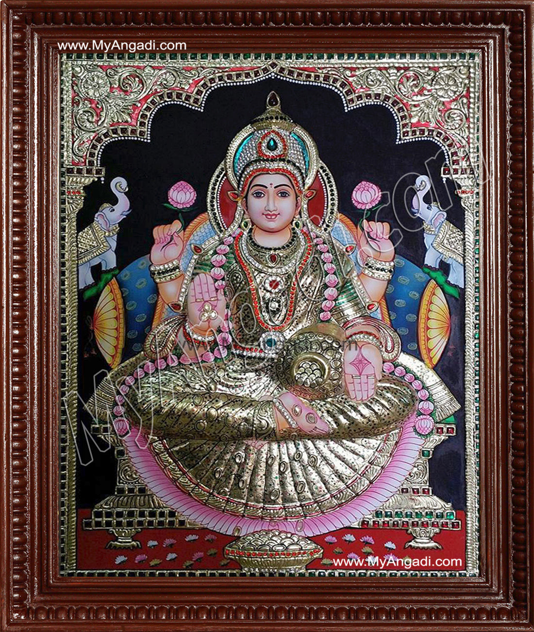 Gaja Lakshmi Super Emboss Tanjore Painting
