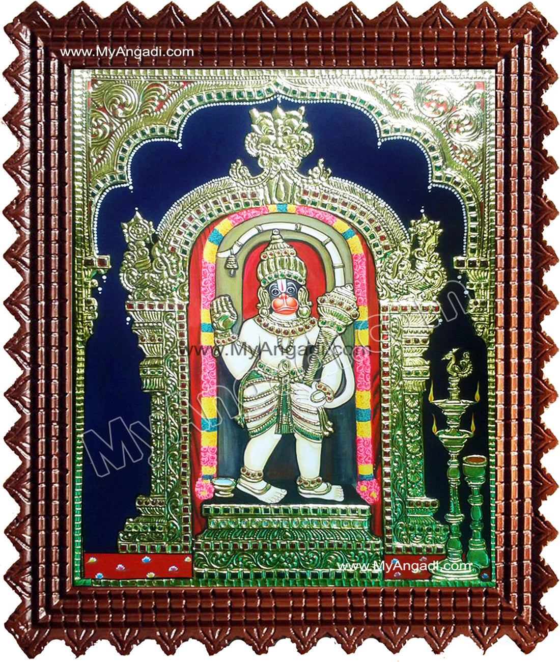 Ashtamsa Sri Varada Anjaneya Tanjore Painting