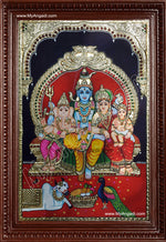 Shiva, Parvathi, Ganesha and Murugan Tanjore Painting
