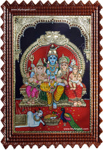 Shiva, Parvathi, Ganesha and Murugan Tanjore Painting