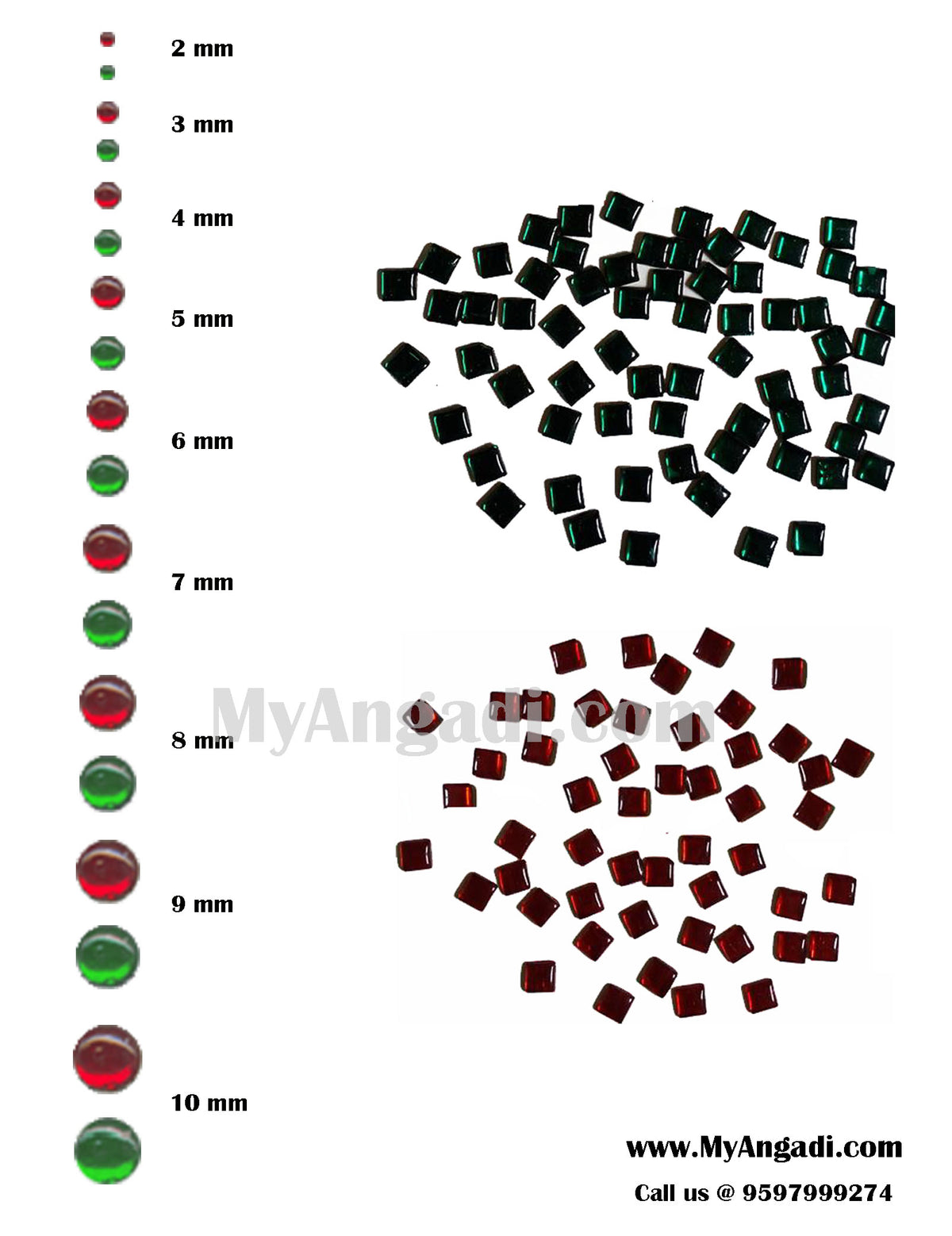 Tanjore Painting Green Square Stones - 1000 nos
