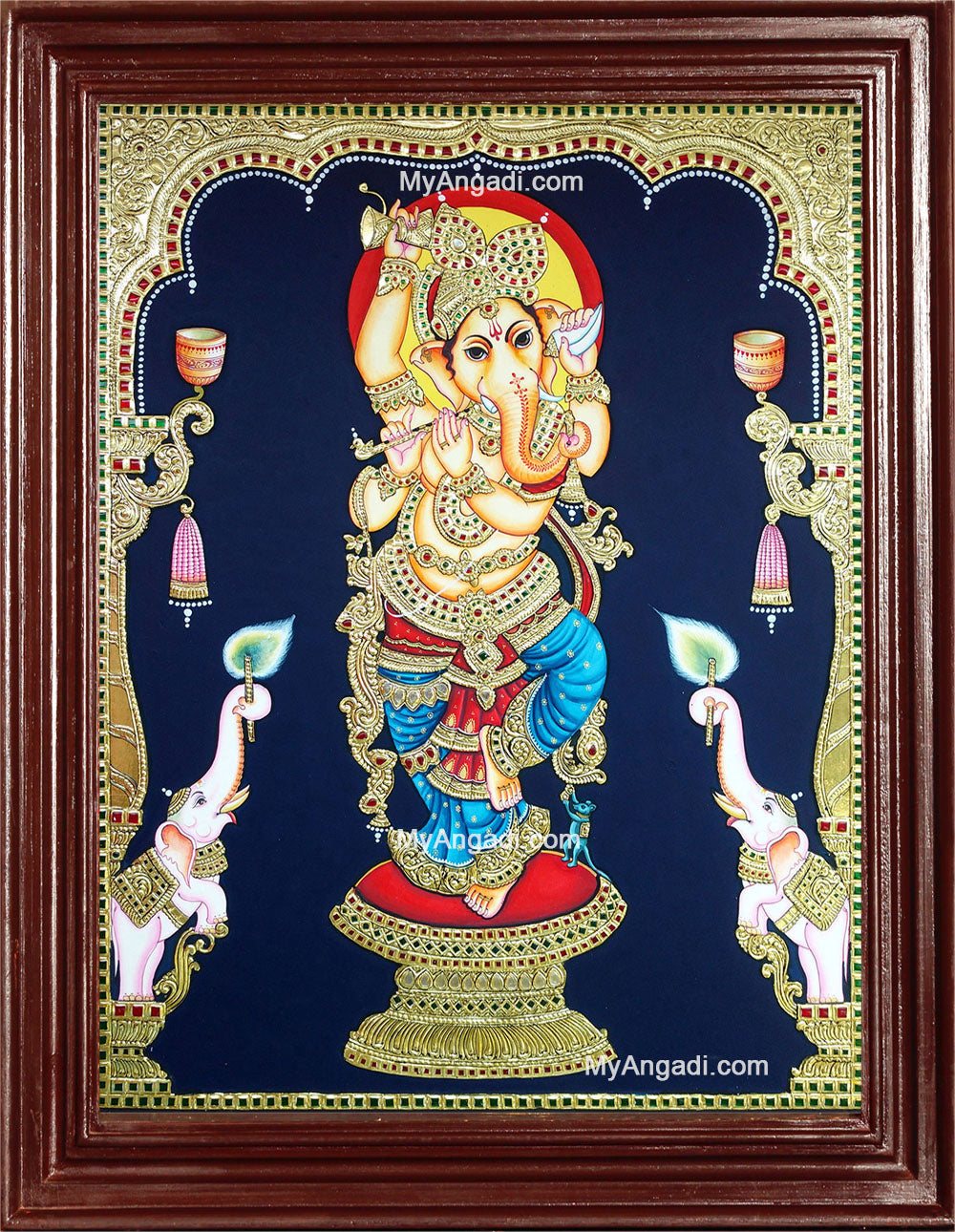 Ganesha with Left Trunk Tanjore Painting