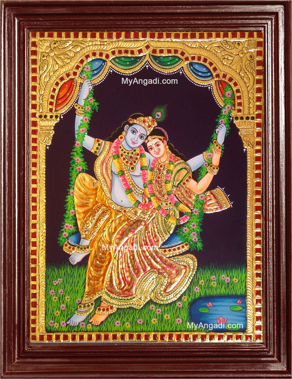 Jhula Radha Krishna Tanjore Painting, Krishna Tanjore Painting