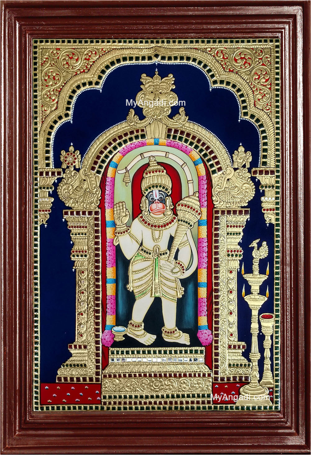 Ashtamsa Varadha Hanuman Tanjore Painting