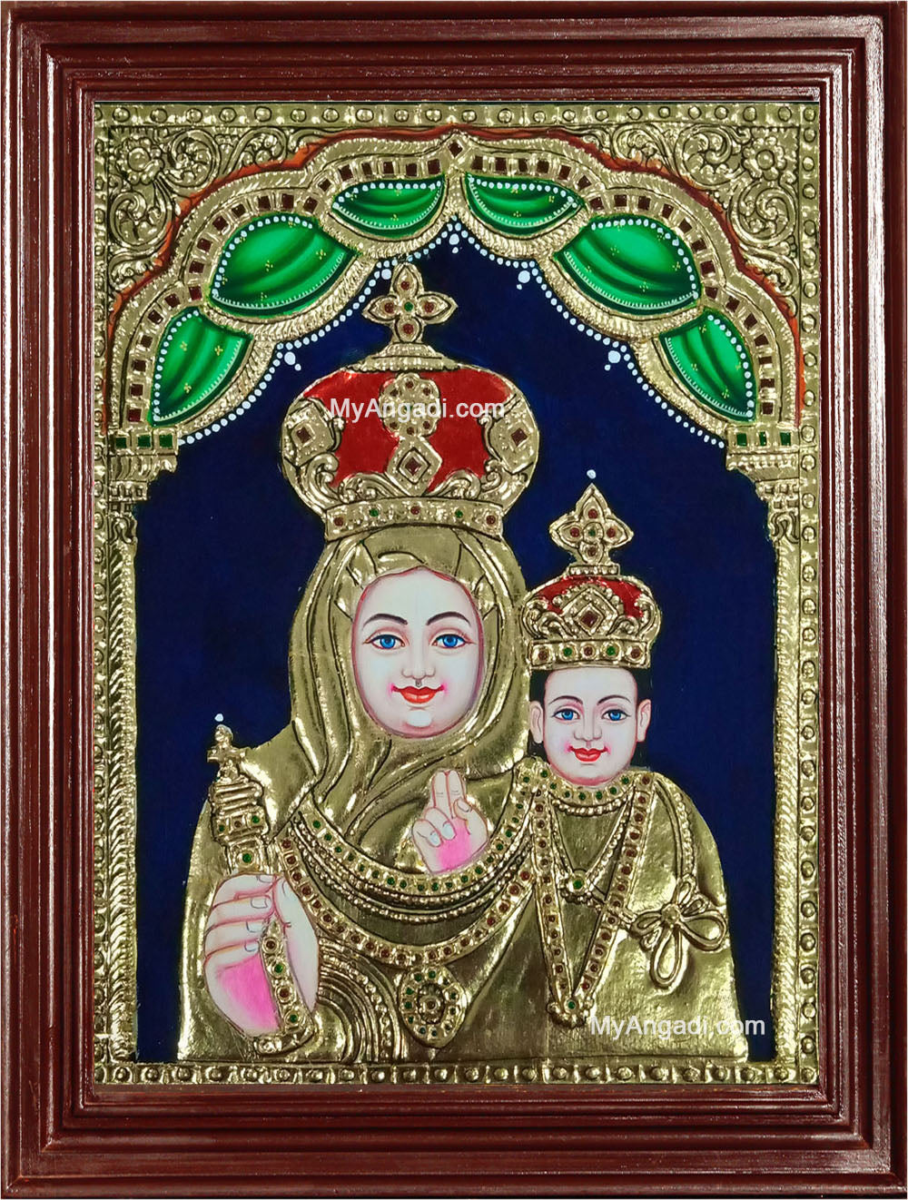Mary with Jesus Christ Tanjore Painting