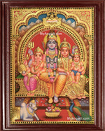 Shiva Family 3D Tanjore Painting