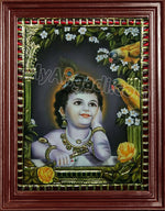 Parrot Krishna Tanjore Painting, Krishna Tanjore Painting