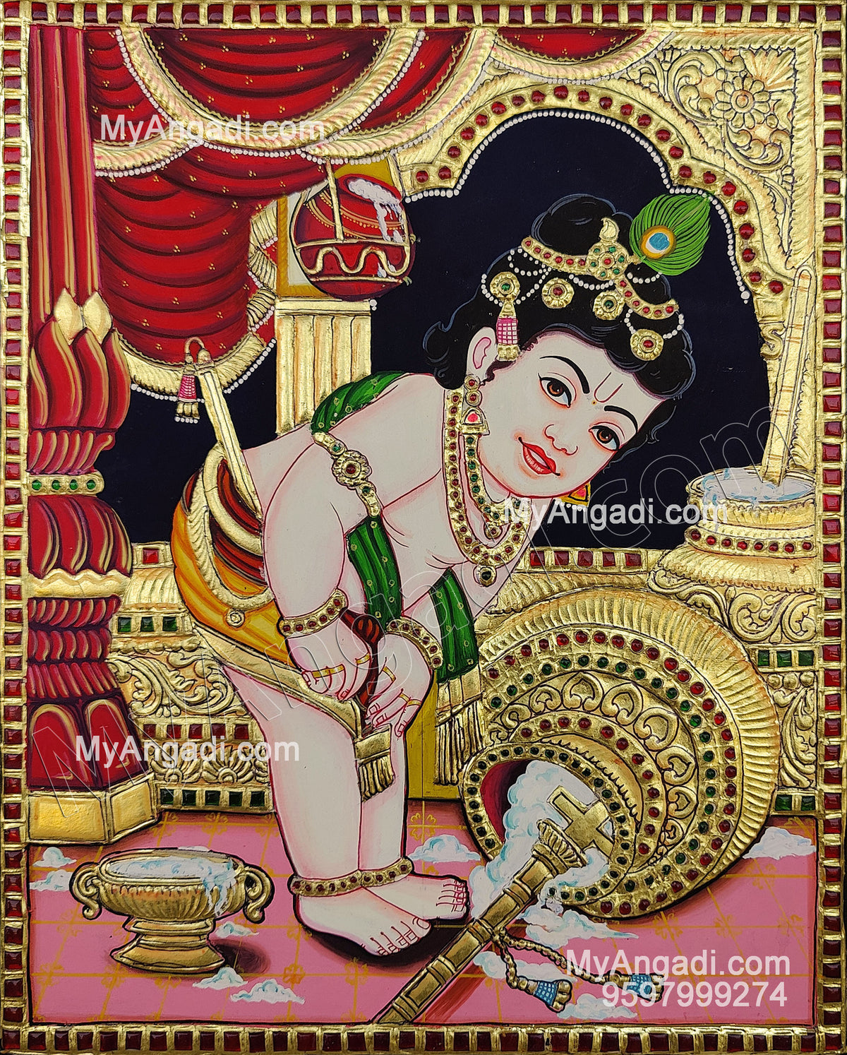 Butter Krishna Tanjore Painting