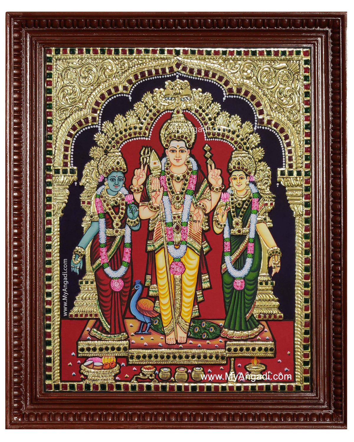 Murugan Valli Devasena Tanjore Painting