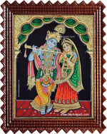 Radha Krishna Playing Flute Tanjore Painting