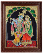 Radha Krishna Playing Flute Tanjore Painting
