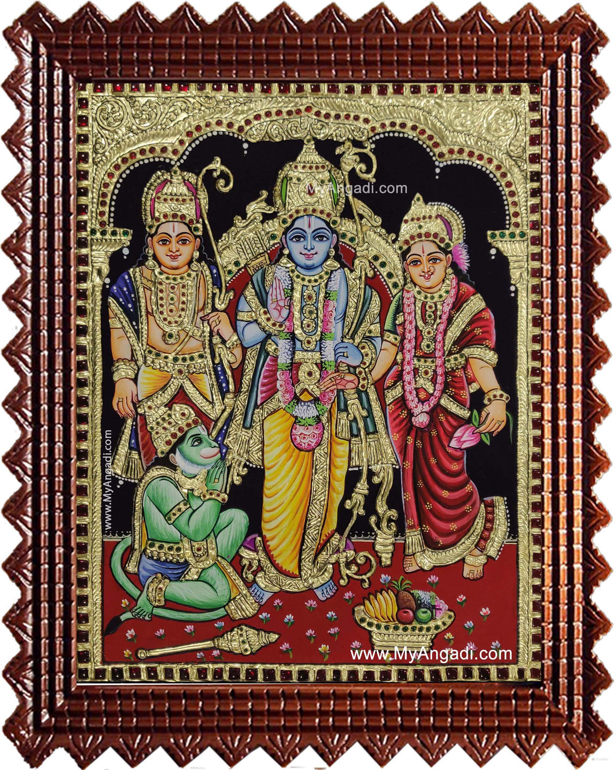 Ramar Lakshmanan Sita Hanuman Tanjore Painting