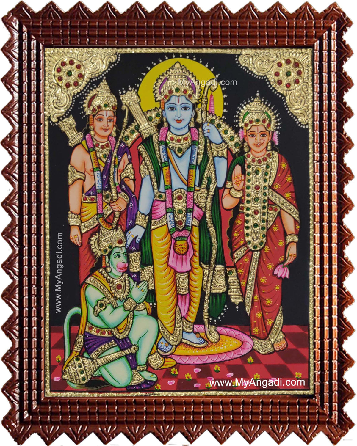 Ramar Sita Lakshmanan Hanuman Tanjore Painting