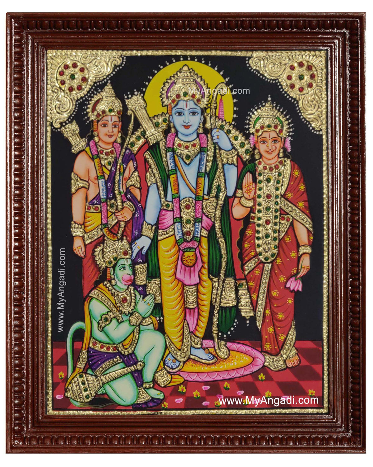 Ramar Sita Lakshmanan Hanuman Tanjore Painting