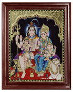 Shiva Family Paarvathi Ganesh Murugan Tanjore Painting