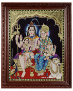 Shiva Family Paarvathi Ganesh Murugan Tanjore Painting