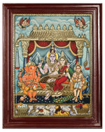 Shiva Family Paarvathi Ganesh Murugan Tanjore Painting