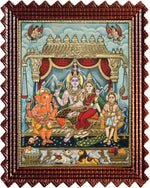Shiva Family Paarvathi Ganesh Murugan Tanjore Painting