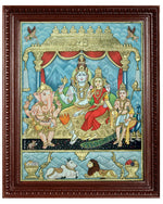 Shiva Family Paarvathi Ganesh Murugan Tanjore Painting