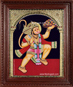 Hanuman With Sanjeevi Hills Tanjore Painting