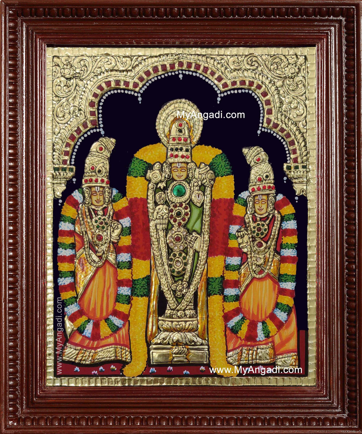 Venkateswara Perumal Sri Devi Bhu Devi Tanjore Painting