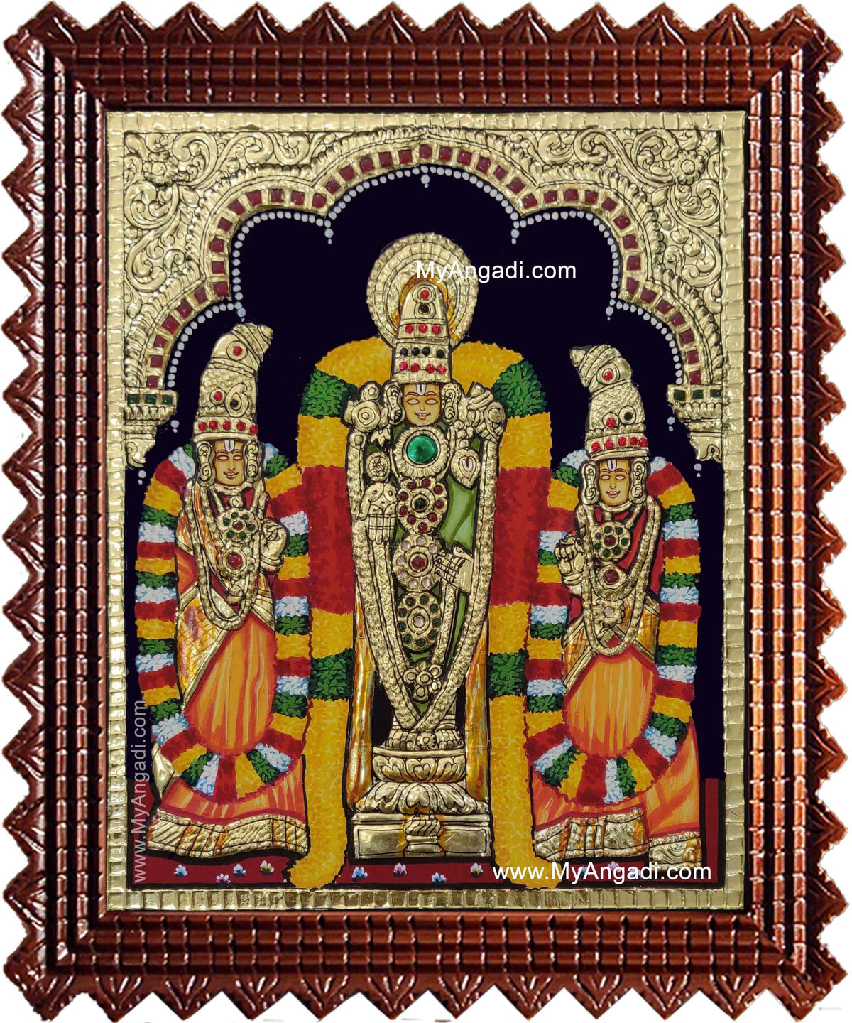 Venkateswara Perumal Sri Devi Bhu Devi Tanjore Painting