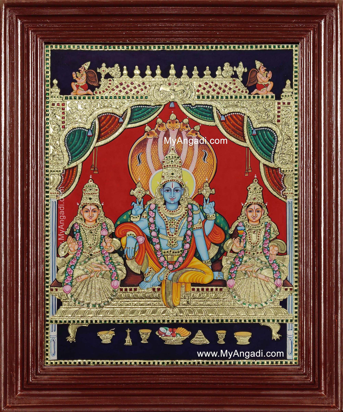 Narayanan Perumal Shri Devi Bhoo Devi Tanjore Painting