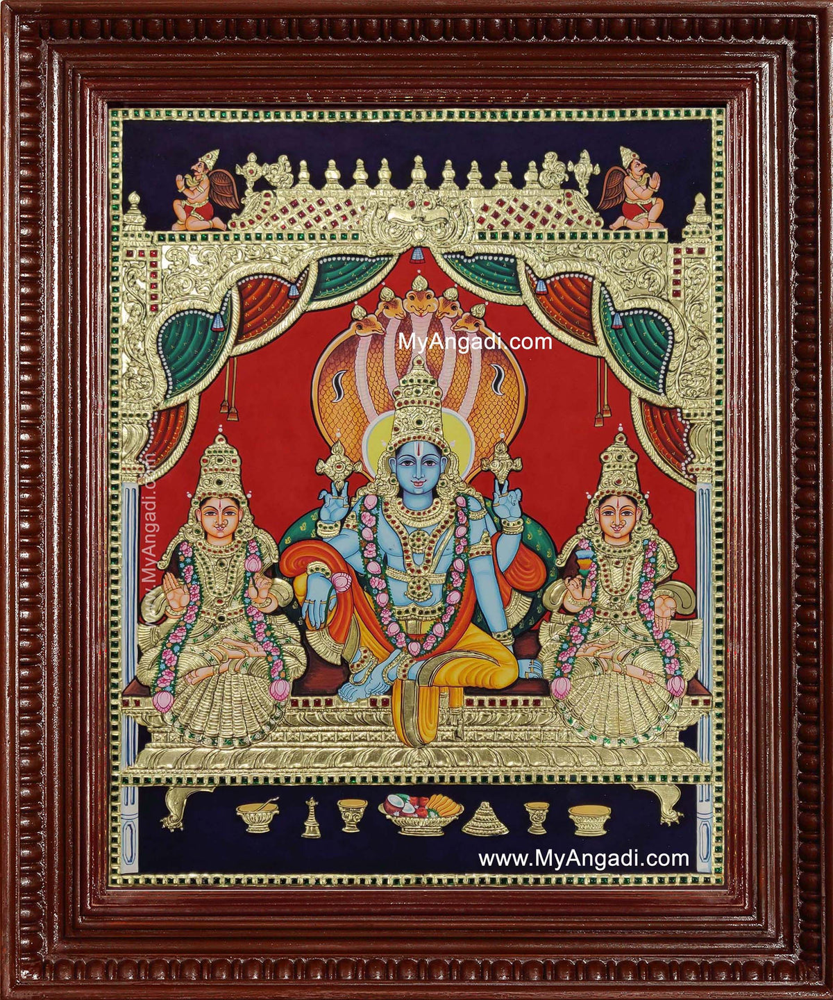Narayanan Perumal Shri Devi Bhoo Devi Tanjore Painting