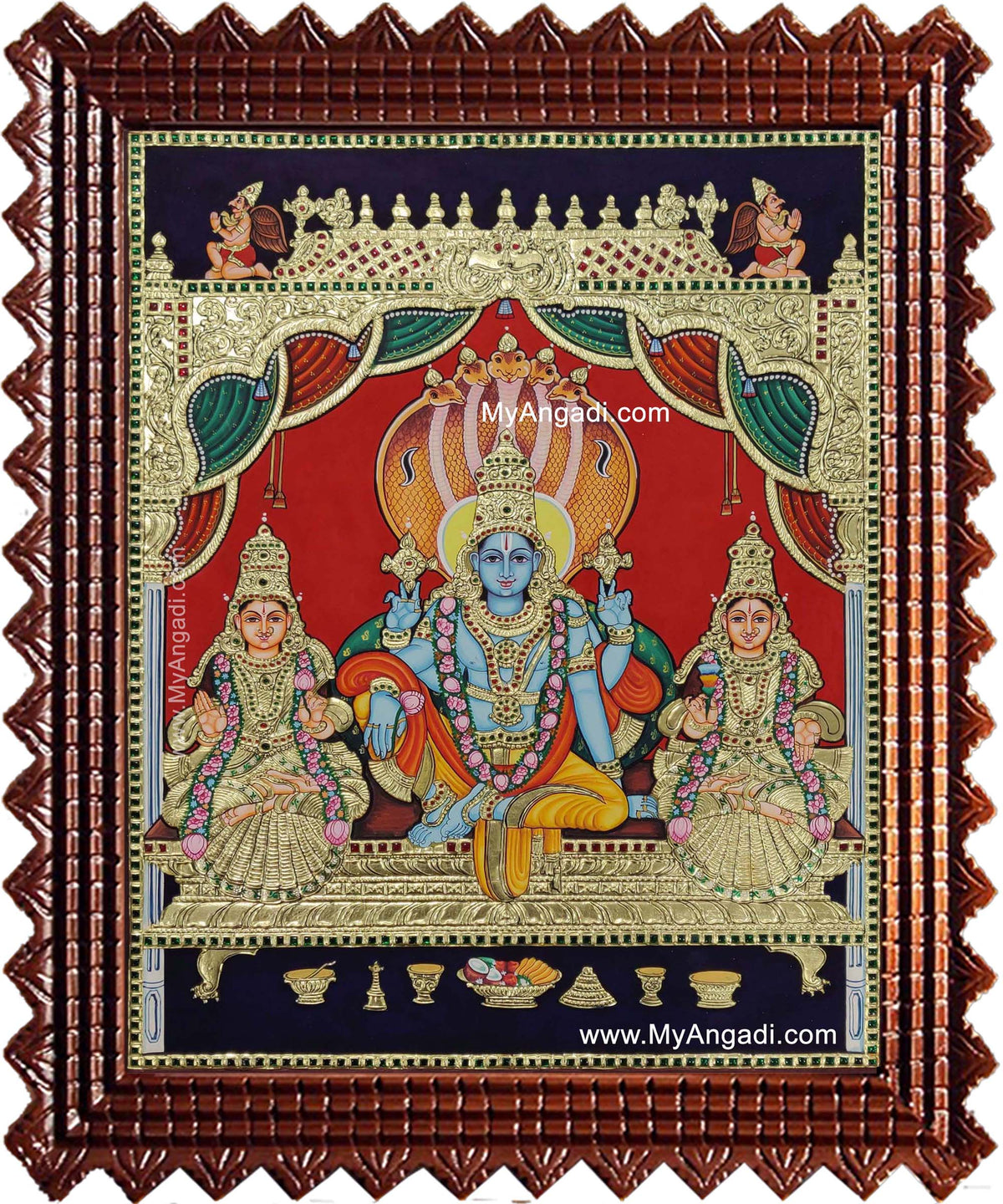 Narayanan Perumal Shri Devi Bhoo Devi Tanjore Painting