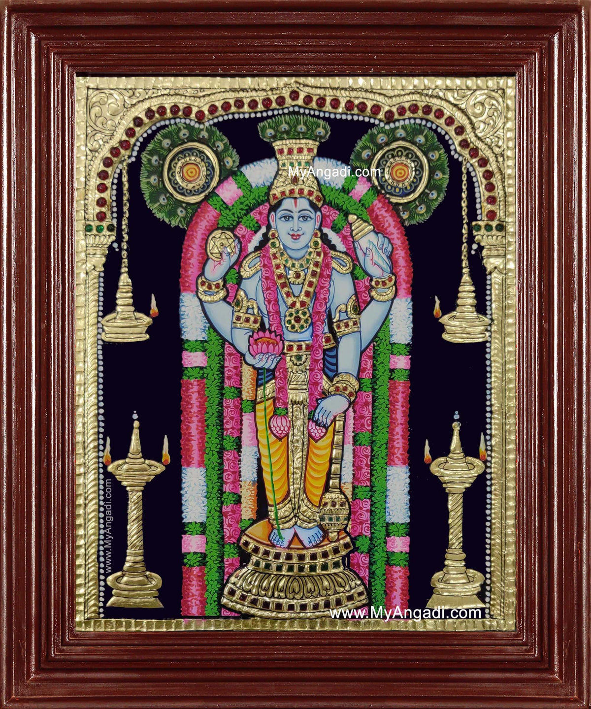 Lord Guruvayurappan Krishna Tanjore Painting