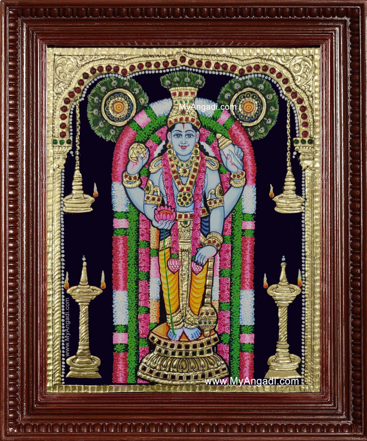 Lord Guruvayurappan Krishna Tanjore Painting