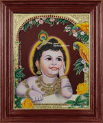 Parrot Krishna Tanjore Painting