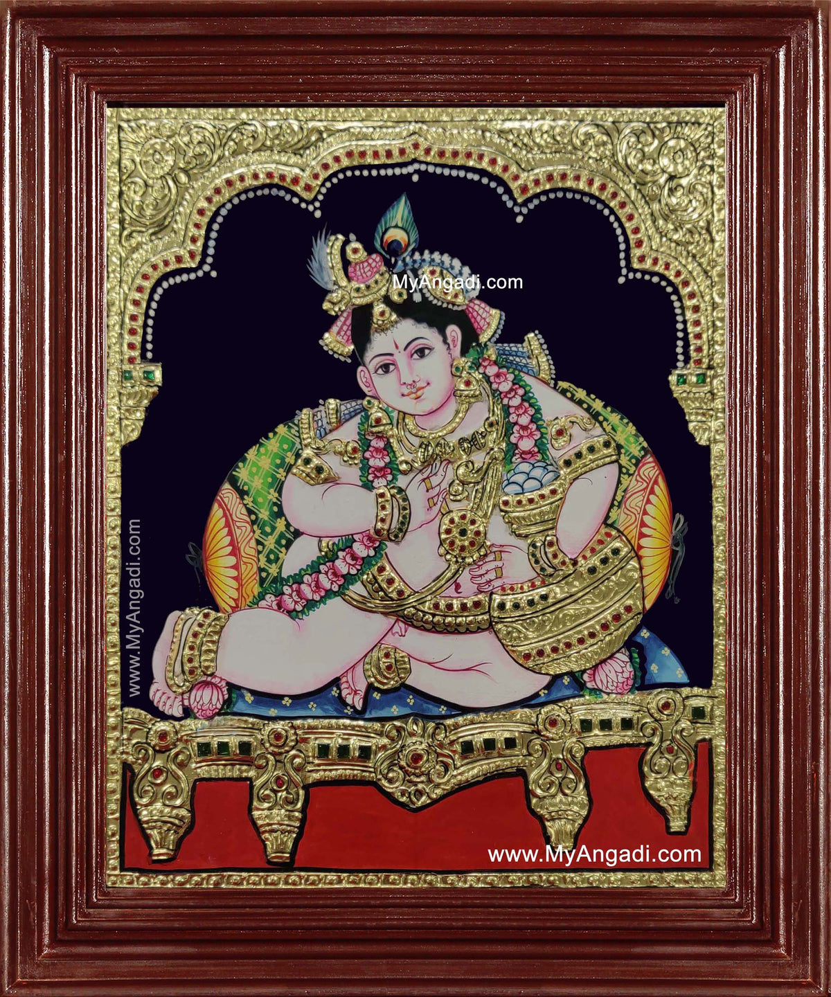 Butter Pot Krishna Tanjore Painting