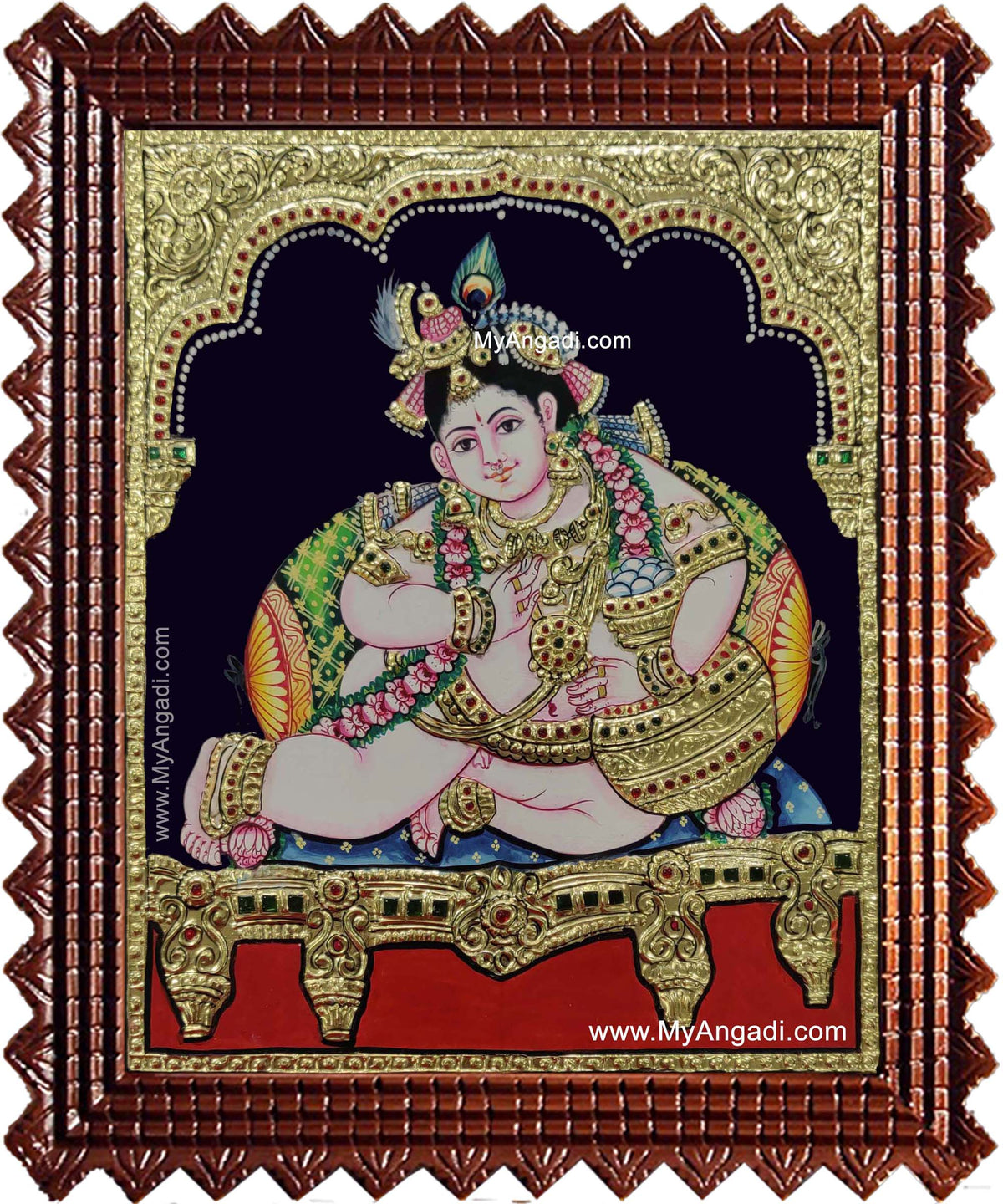 Butter Pot Krishna Tanjore Painting
