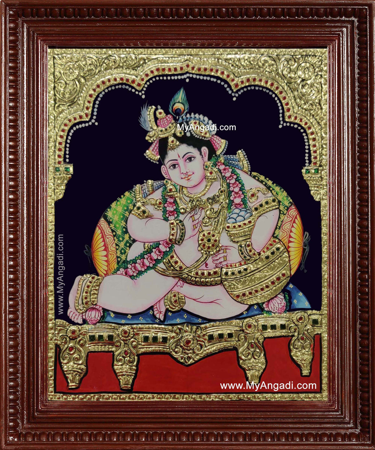 Butter Pot Krishna Tanjore Painting