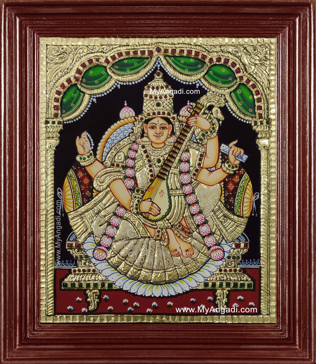 Goddess Saraswathi Devi Tanjore Painting