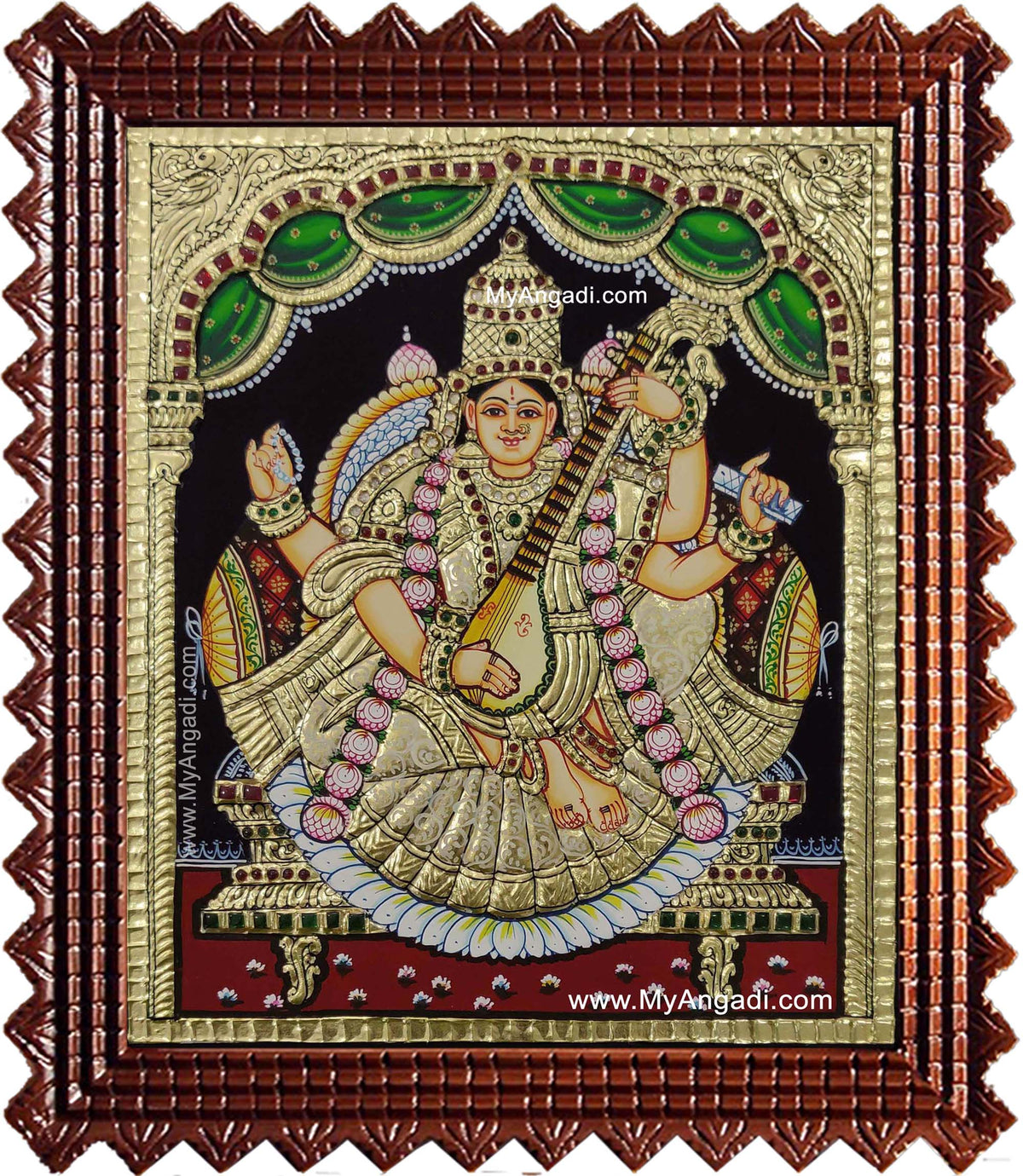 Goddess Saraswathi Devi Tanjore Painting