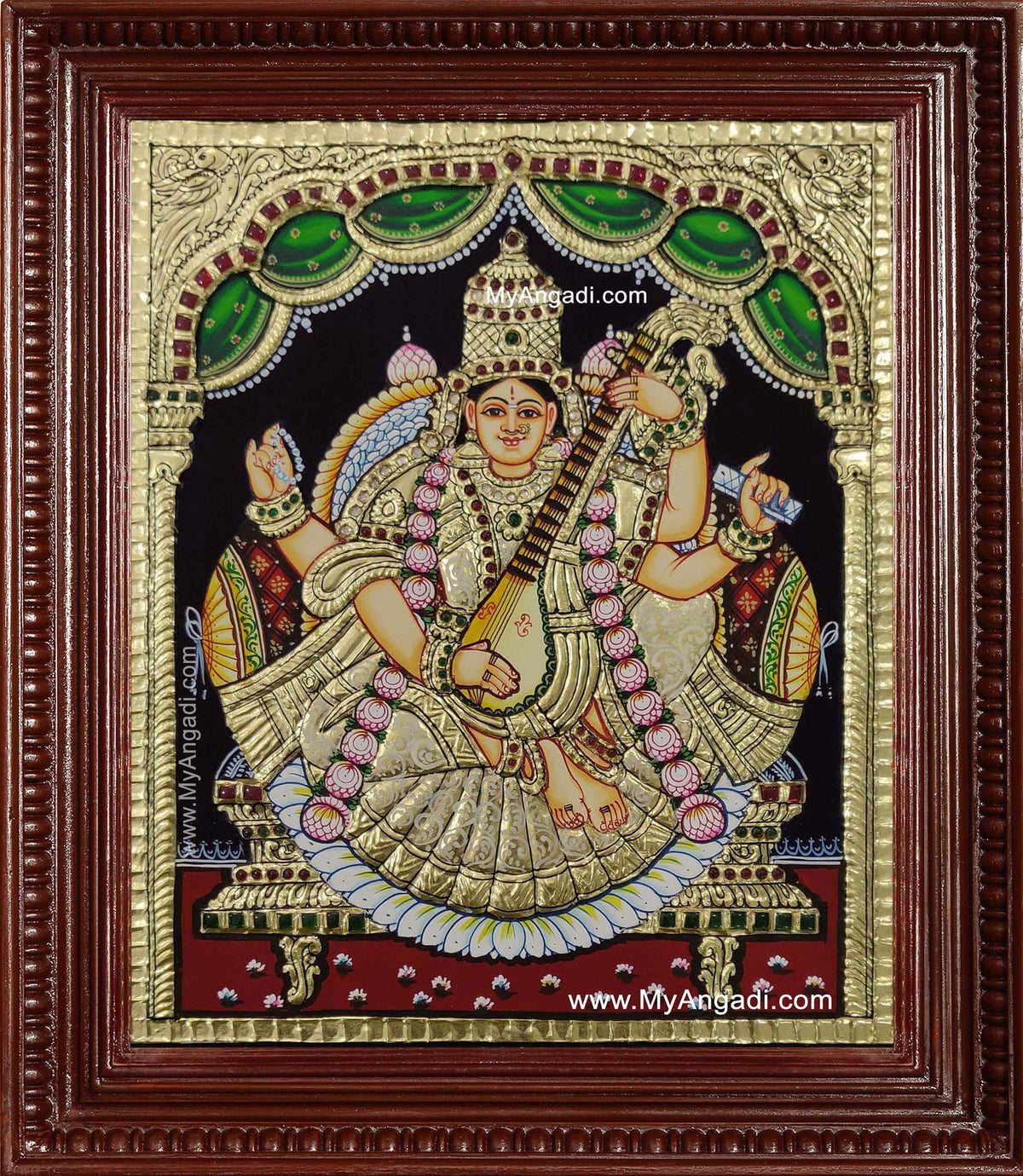 Goddess Saraswathi Devi Tanjore Painting