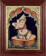 Music Ganesha Playing Veenai Tanjore Painting