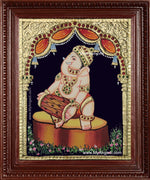 Music Ganesha Playing Mridangam Tanjore Painting