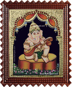 Music Ganesha Playing Veenai Tanjore Painting