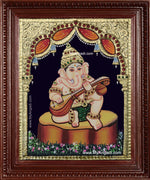 Music Ganesha Playing Veenai Tanjore Painting