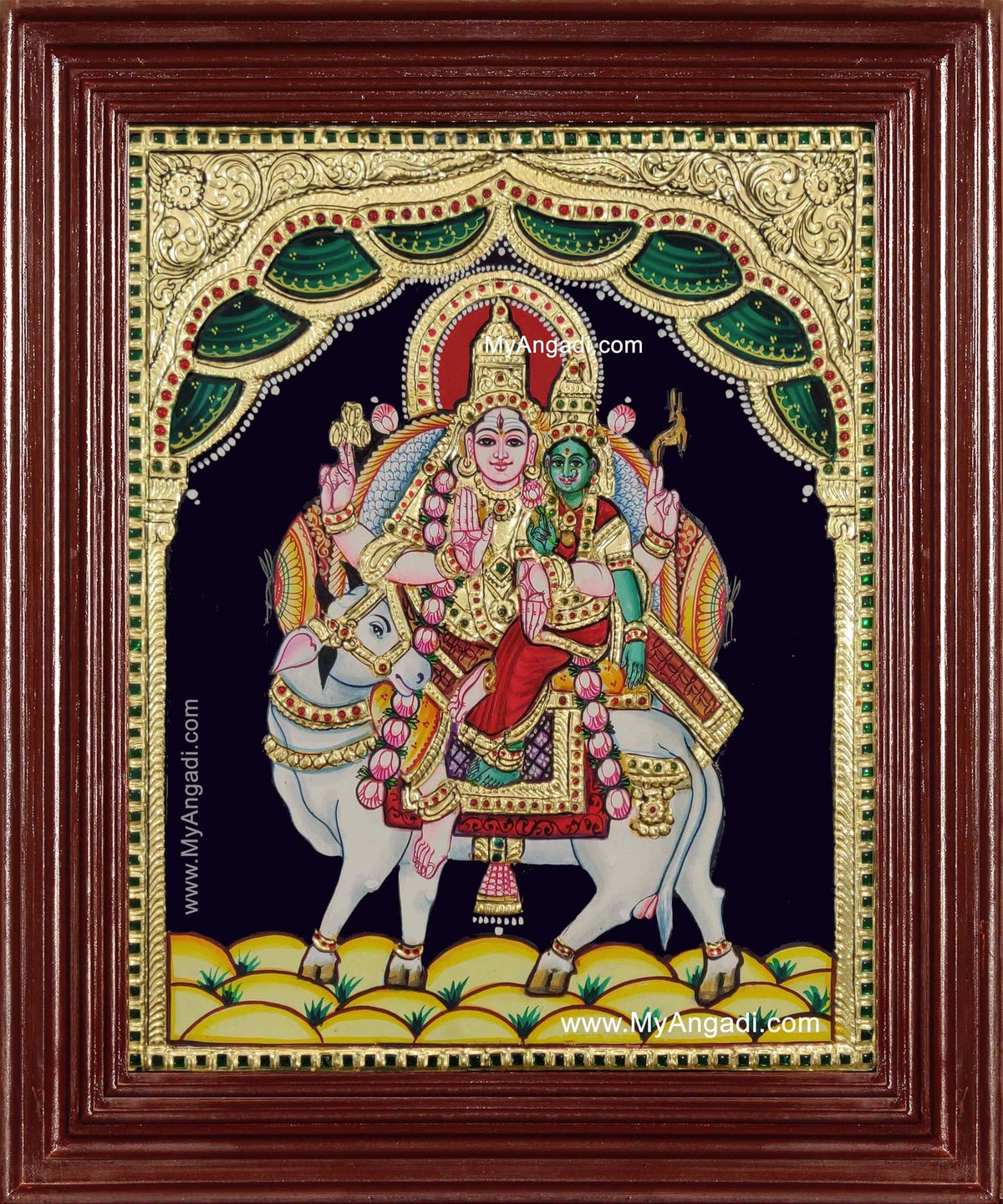 Siva Parvathi Pradosha Sivan Tanjore Painting