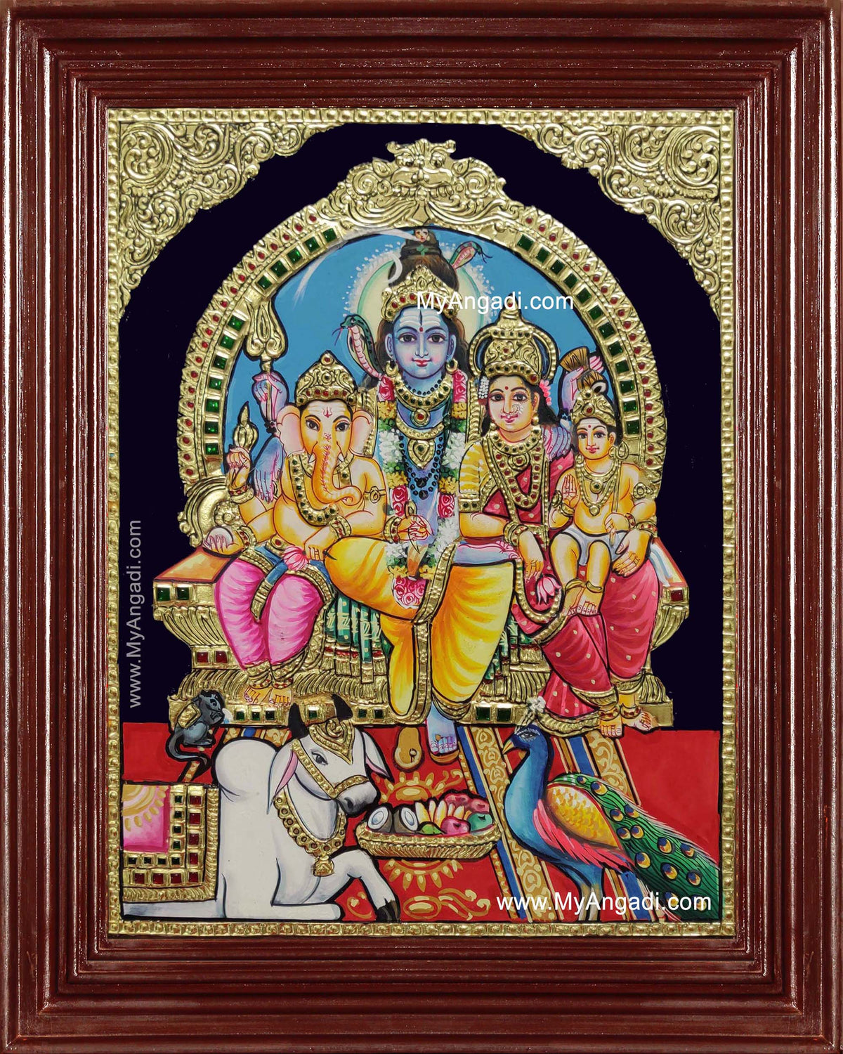 Shiva Darbar Siva Sakthi Ganesh Murugan Tanjore Painting