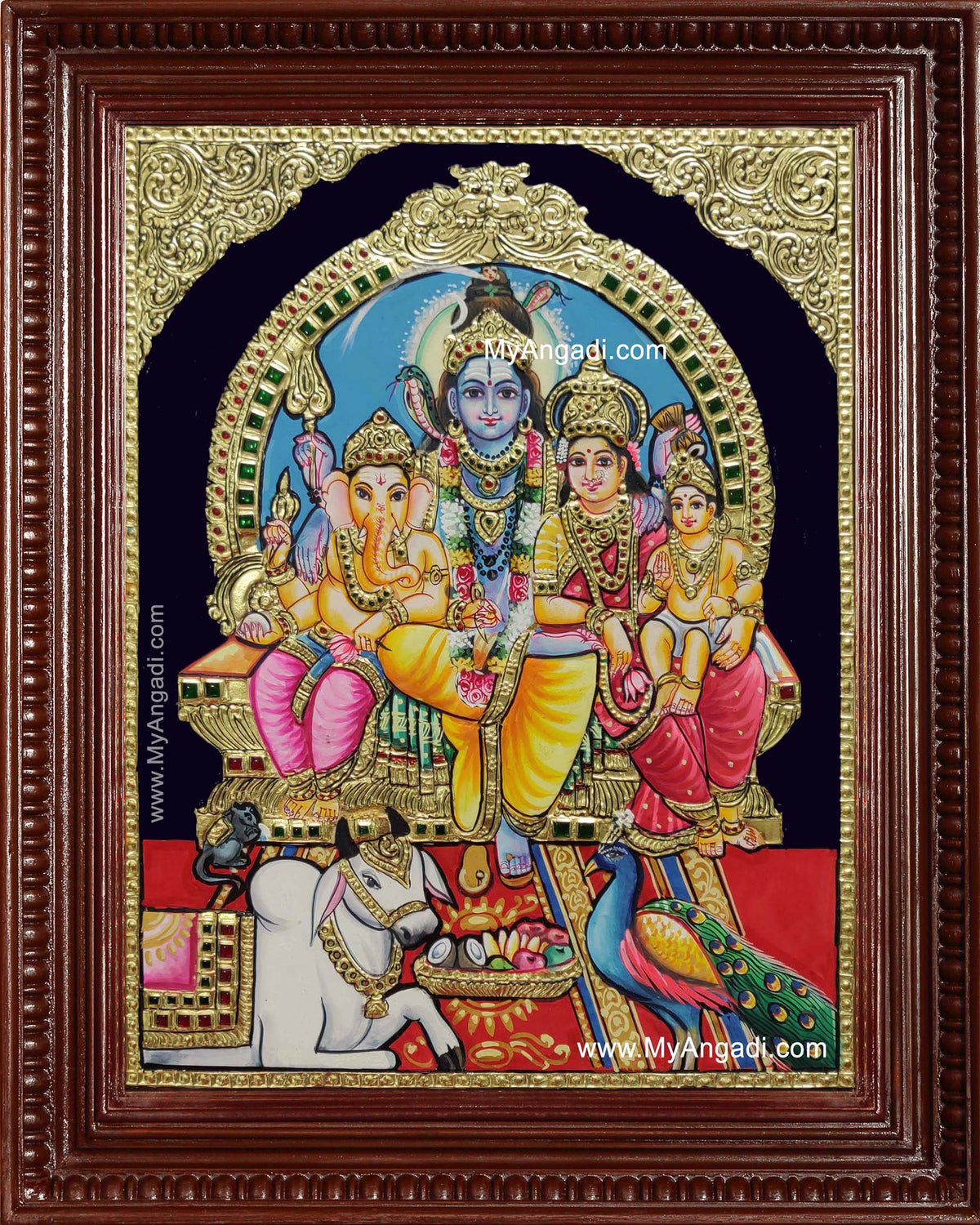 Shiva Darbar Siva Sakthi Ganesh Murugan Tanjore Painting