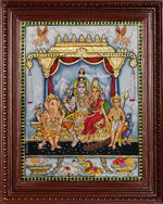 Shiva Family Paarvathi Ganesh Murugan Tanjore Painting