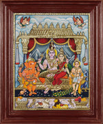 Siva Family Paarvathi Ganesh Murugan Tanjore Painting