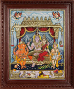 Siva Family Paarvathi Ganesh Murugan Tanjore Painting
